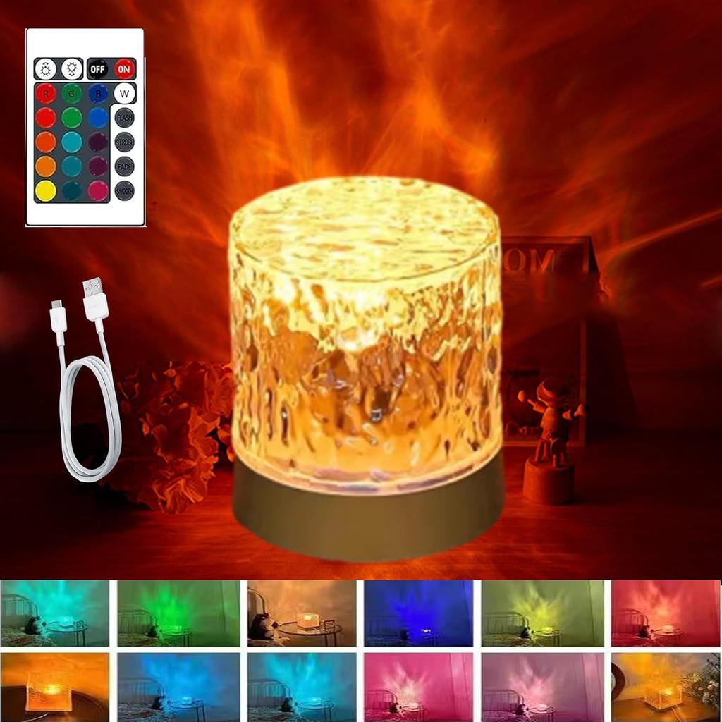 Water Projector Light, LED Water Ripple Aurora, Luminorthe Cube Lamp, LED Water Ripple Northern Aurora Projector, Ocean Aura Water Lamp, 16-Color