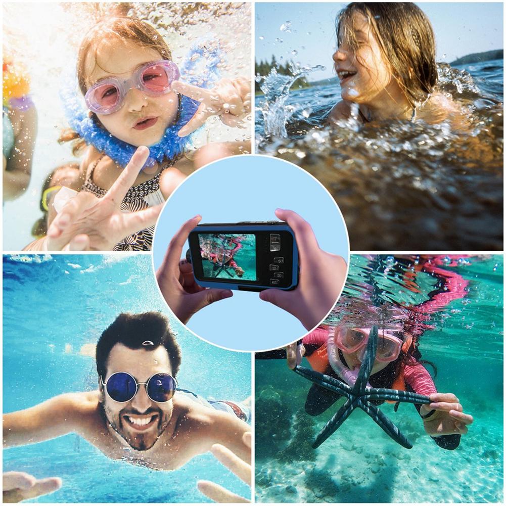 4K/30FPS Waterproof Camera 1080P UHD Video Recorder IPS Dual Screen Anti Shake Face Detection Autofocus for Vacation Snorkeling