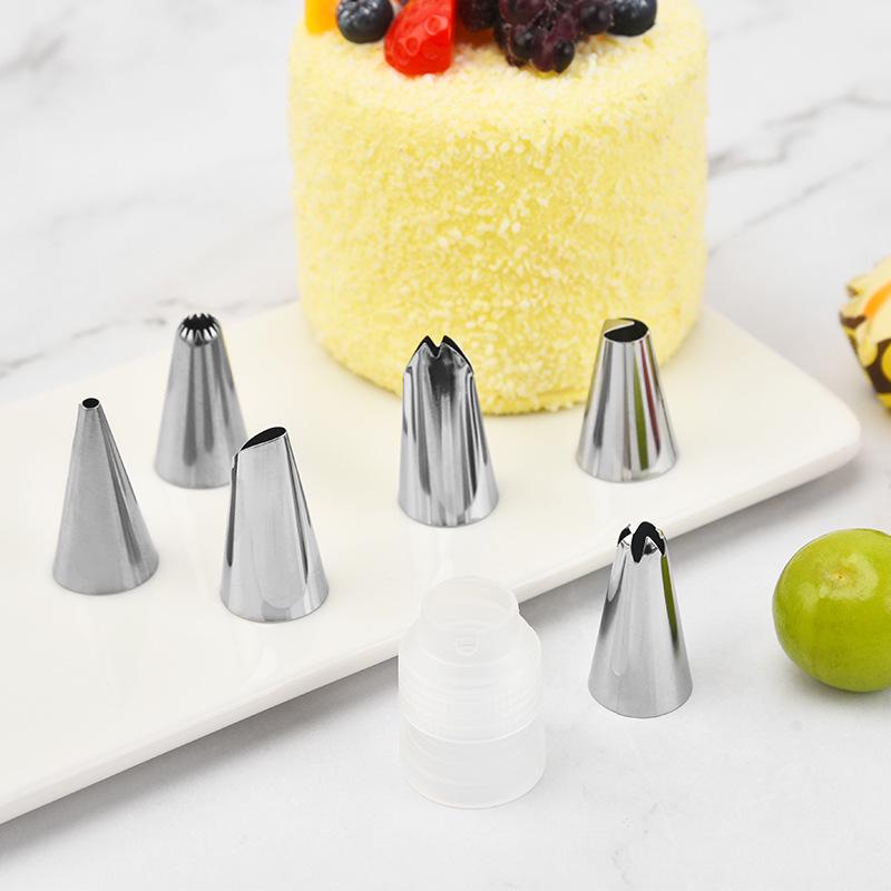 Round Cream Icing Nozzle Set with Puff Pastries & Baking Tools - Stainless Steel 430