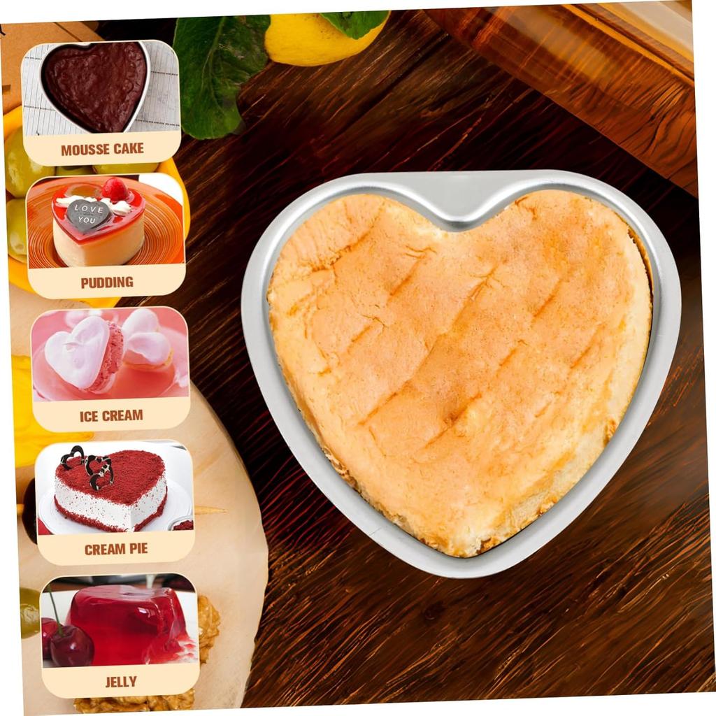 2Pcs Heart Shaped Cake Pans Aluminum Pans With Removable Bottom, Kitchen Baking Bread Cheesecake Non-Stick Cake Mold Heart-Shape Cake Tray For DIY,