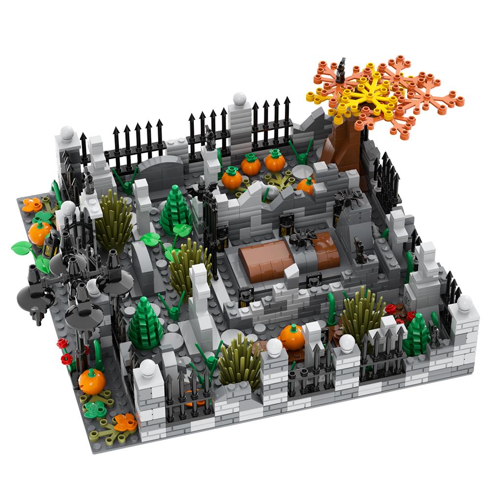 MOC Halloween Brick Ghost Graveyard Pumpkin Carriage House Witch Compatible Building Blocks Toys For Children Adult Friends Gift