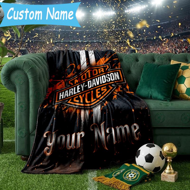 Custom Personalized Blanket Har-ley motorcycle Soft Throw Blanket, Suitable for Family and Friends, Sofa Blanket,Home Decor Christmas gift