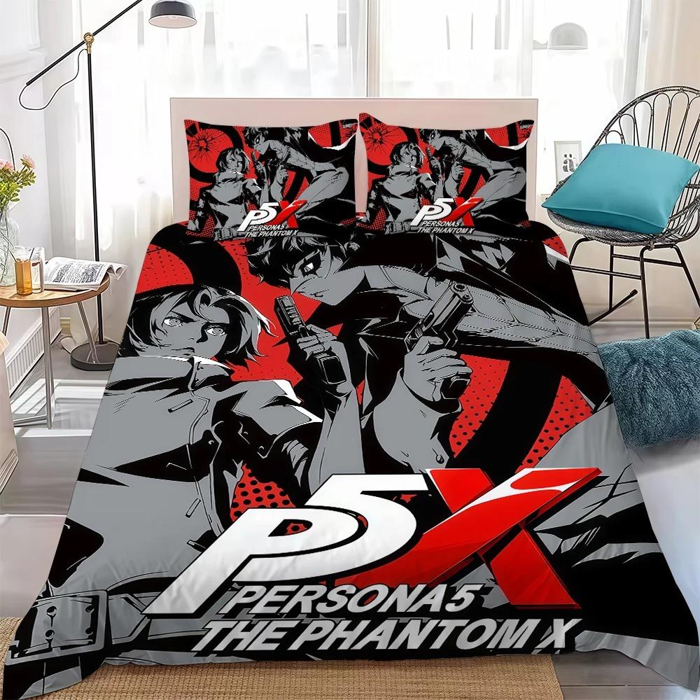 P-Persona 5 The P-Phantom Duvet Cover Pillowcases Bedding Set,Birthday Gift for students Adult Girl Boy Bedroom Decoration Gift