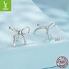 Simple S925 Sterling Silver Stud Earrings Women, Versatile Princess Style Whole Body Silver Stud Earrings