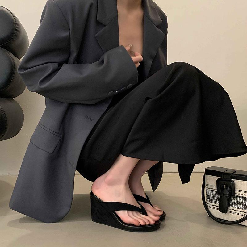 Summer Women Clip Toe Wedges Heel Slippers Comfort Outdoor Street Style Shoes Ladies Comfort Leopard Slides Flip Flop