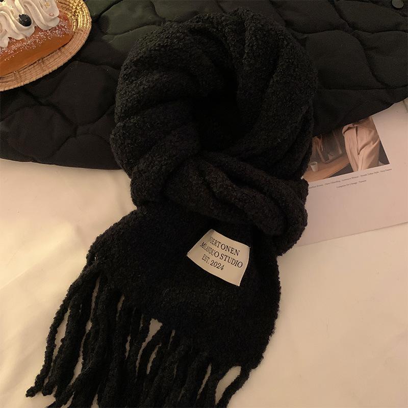 Korean Scarf Women's Autumn and Winter New Korean Atmosphere Versatile Thickened Plush Warm Neck Scarf