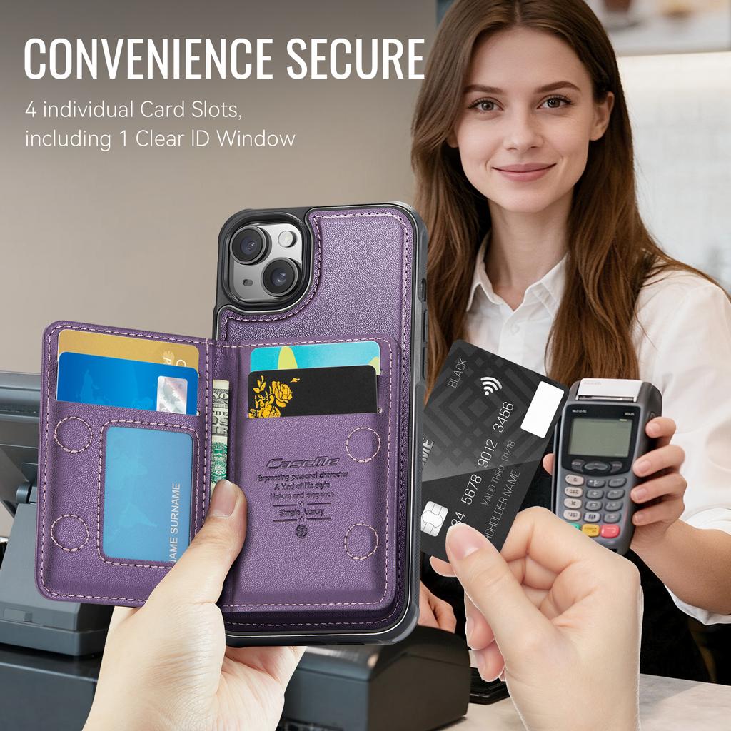 For iPhone 15 Magnetic Case CASEME ME80 Series Leather PC TPU Phone Cover with Detachable Wallet
