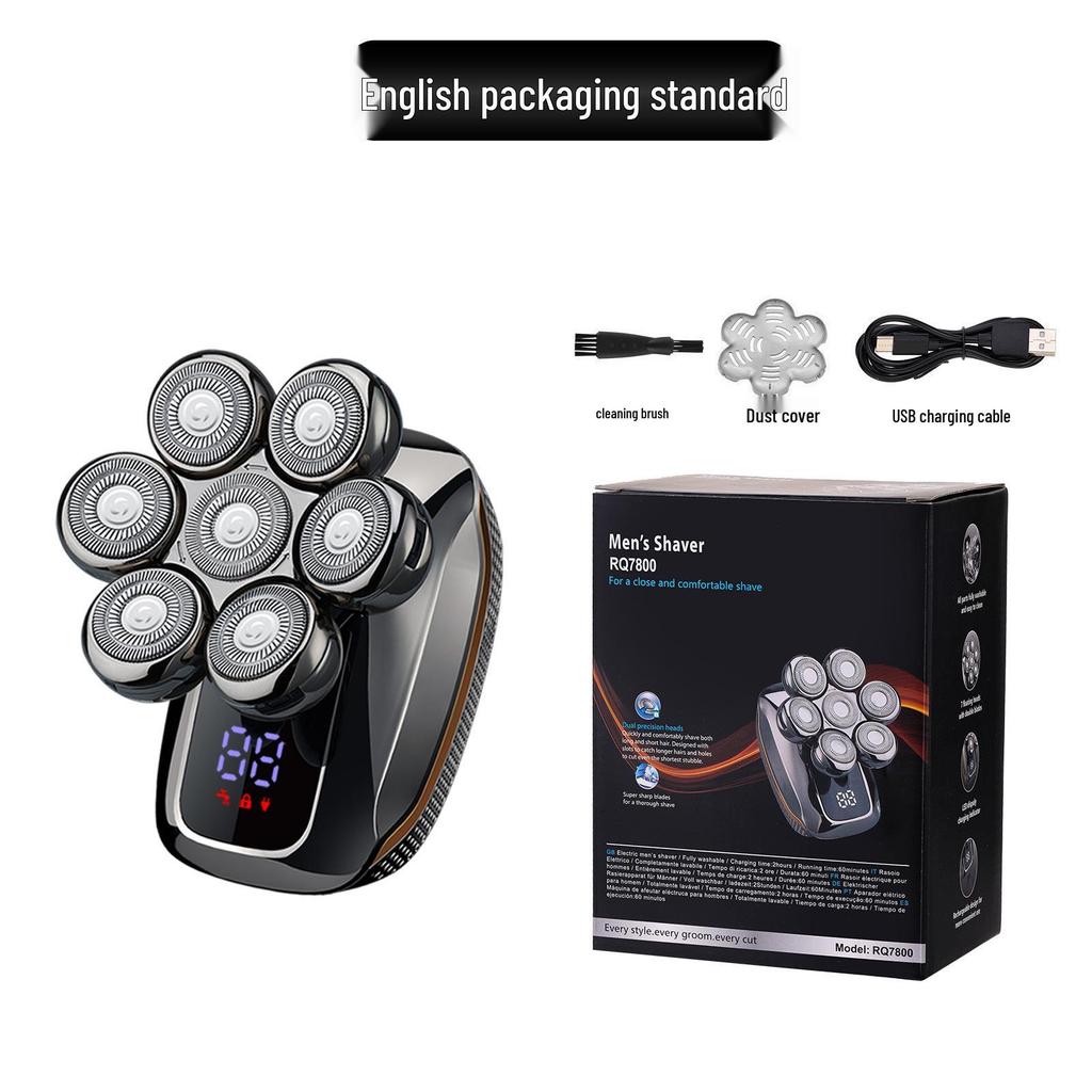 New Electric Bald Head Shaver - 7-Head Razor & Hair Clipper for Men