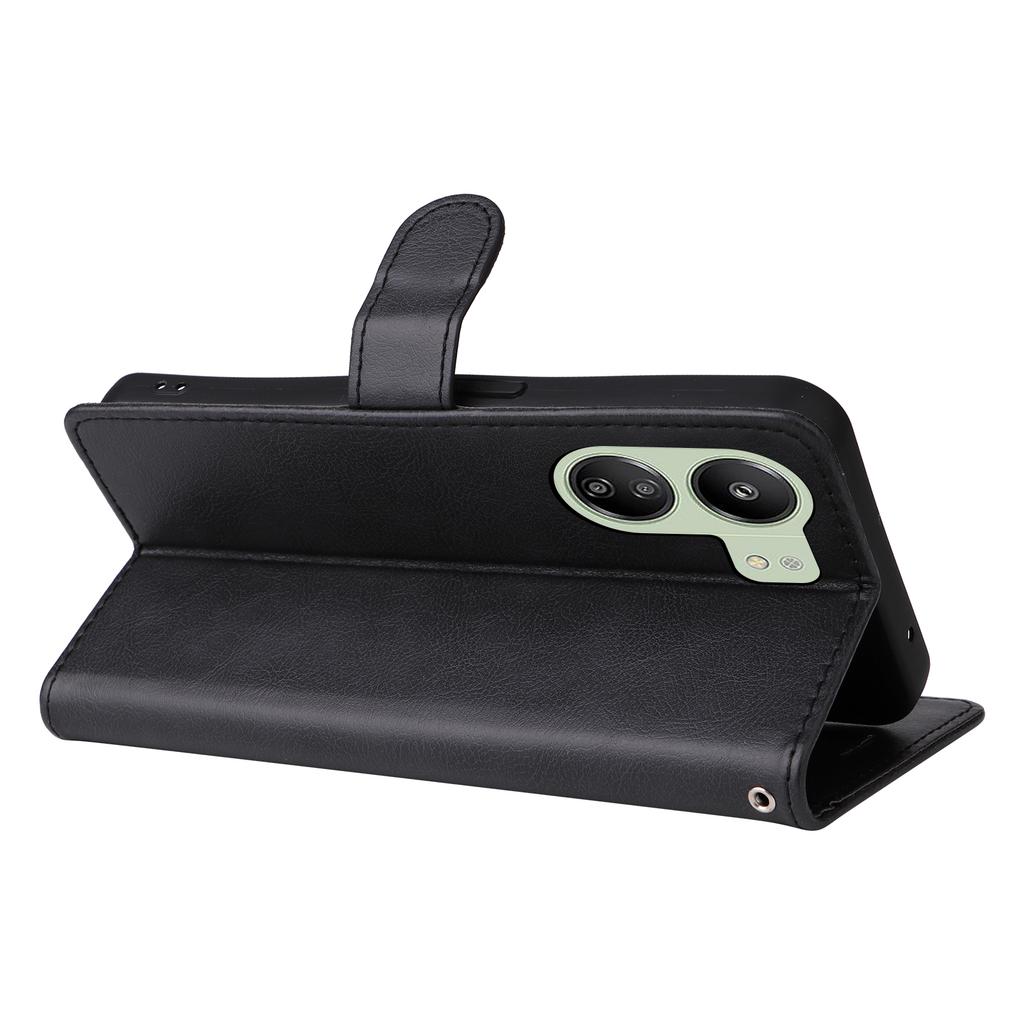 For Xiaomi Redmi 13C 4G/13C 5G/13R 5G/Poco M6 5G/Poco C65 4G Case Solid Color Leather Mobile Cover Wallet Stand with Strap