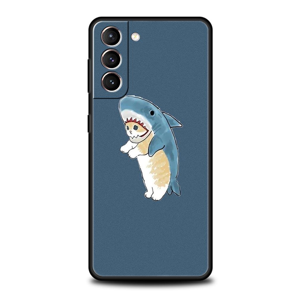 Cute Animals Cat Cartoon Phone Case For Samsung Galaxy S26 Ultra S25 Plus S24 FE S23 S22 5G S21 S20 Cover Black Soft