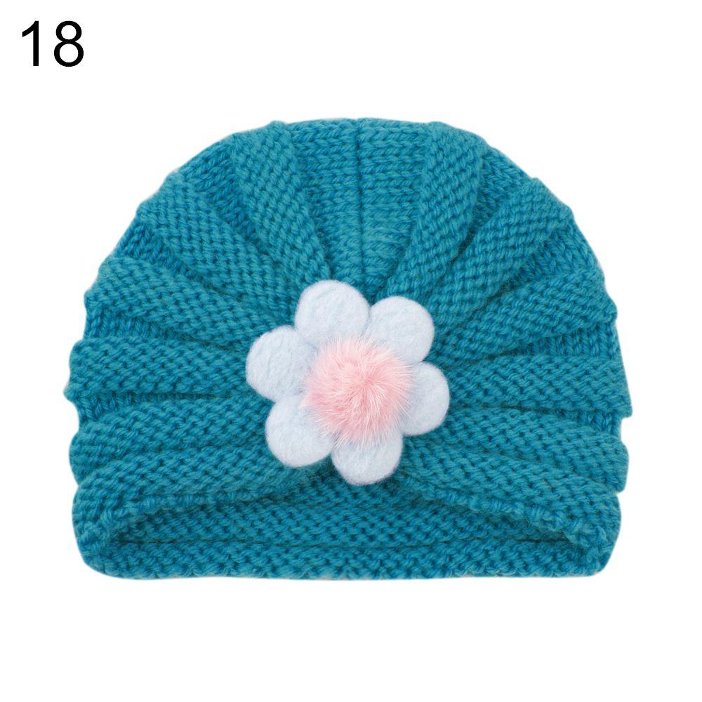 Toddler Outdoor Big Flower Infant Newborn Winter Baby Hat Beanie Cap Knitted Hats Kids Bonnet Hat