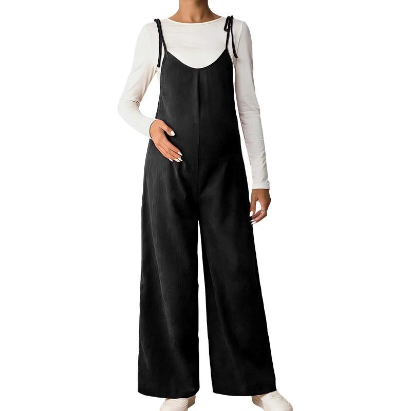 Maternity High-Waisted Wide-Leg Trousers With Belly Support Comfortable Loose Fit Pregnancy Daily Wear