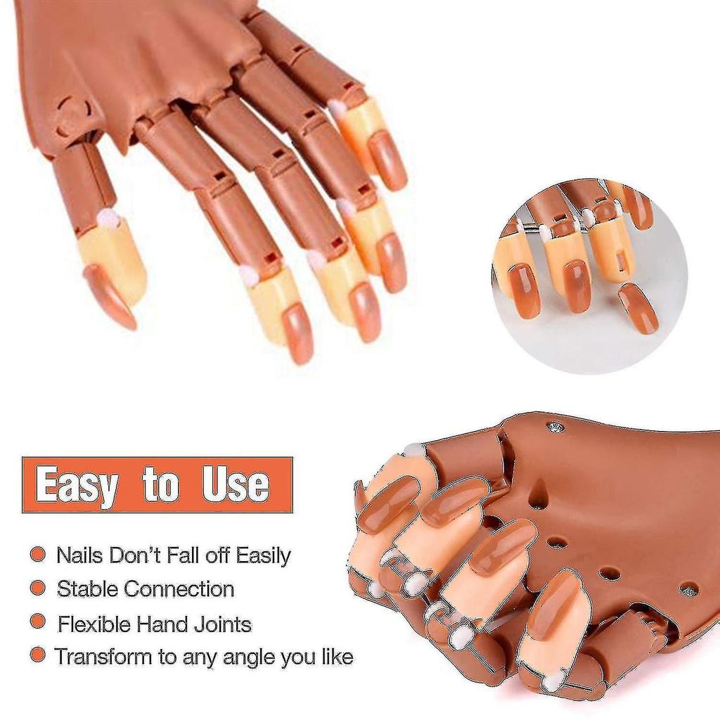 Nails Training Hand For Acrylic Nail, Flexible Movable Fake Model Hands For Nails Manicure, Acrylic Nail Technician Manicure Suppl