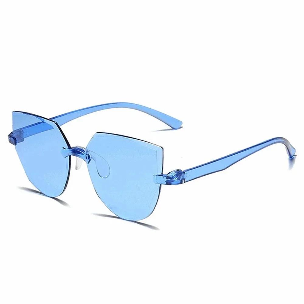 Stylish Ladies Cat Ear Sunglasses - Retro Frameless Jelly Transparent Design