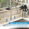 8 Inch Centerset Kitchen Faucet for Sink 3 Hole Dual Handle Kitchen Sink Faucets High Arc 360 Degree Rotating Spout with Supply Lines, Brushed