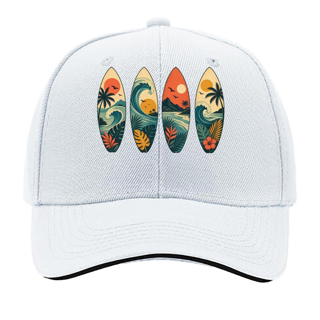 Retro Island Wave Silhouette Collect Sandwich Baseball Cap Sun Cap Outdoor Workouts Hat