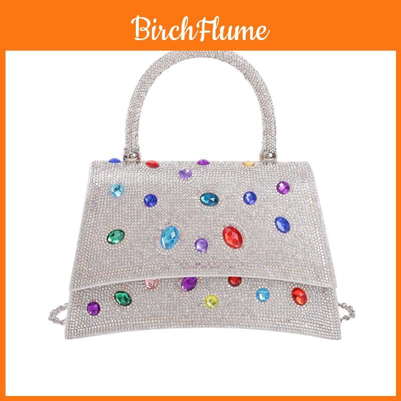 Pu Crystal Embellished Evening Clutch With Chain Strap For Party And Night Out