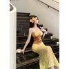 Sexy Babes Dopamine Vacation Yellow Print Tube Top Dress Women's Seaside Two-piece Suit Long Dress