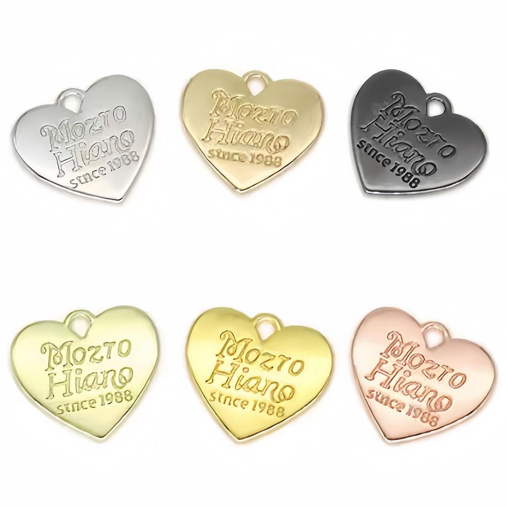 10Pcs Metal Heart Pendants Charms Dog Tags Candy Color for Bracelet Earrings Necklace DIY Jewelry Making Accessories Supplies