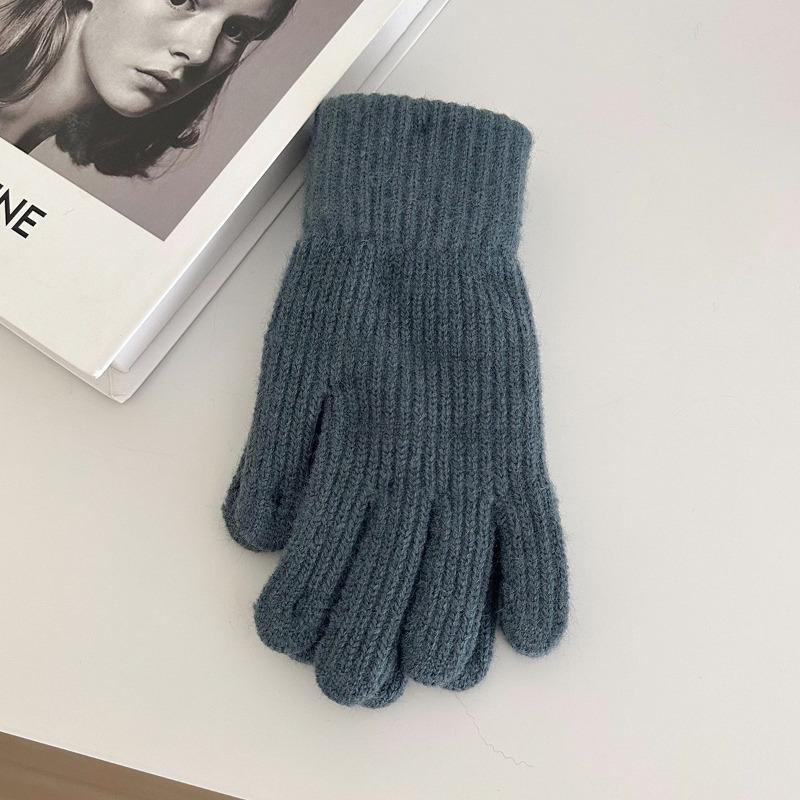 [Thickened Solid Color] Knitted Thermal Gloves for Men and Women In Winter, Wool and Velvet for Outdoor Riding