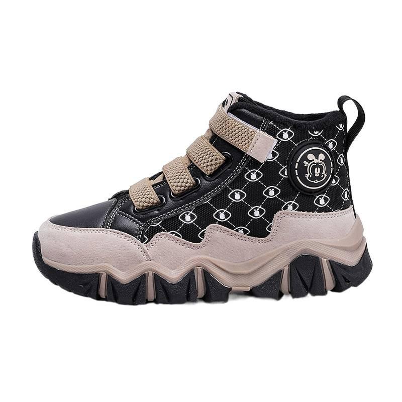 Babu bean girls cotton shoes children's snow boots winter new velvet warm thick sole one pedal boys two cotton boots