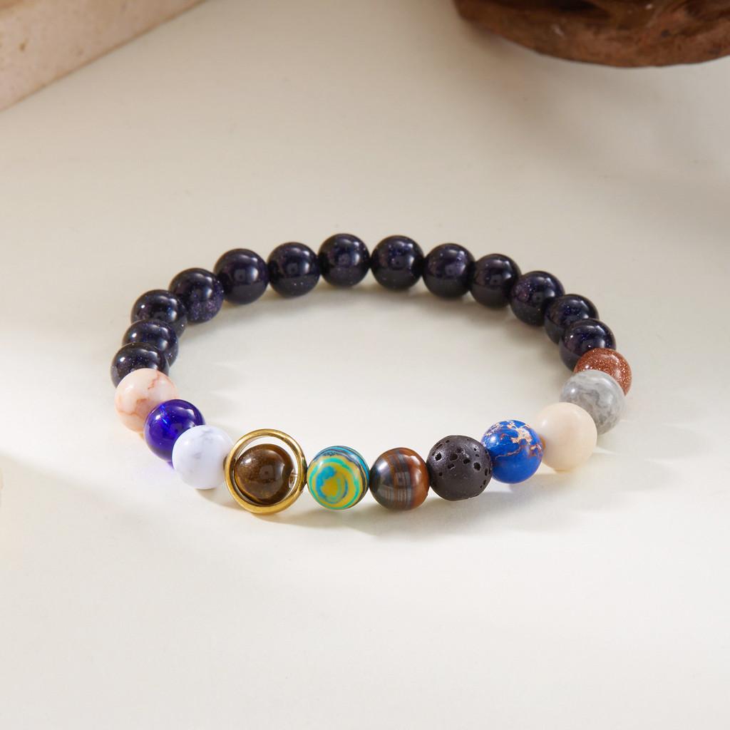 Natural Stone Constellation Bracelet With Handcrafted Planet Design For Couples And Travel Gift