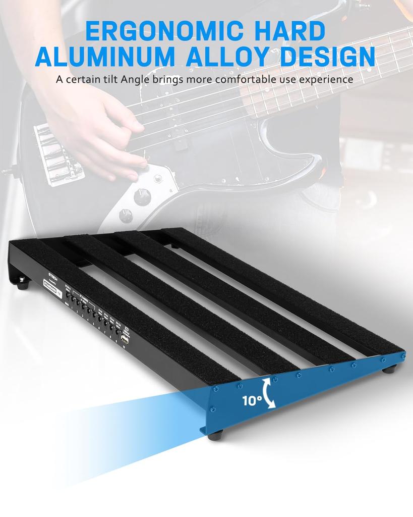 STRICH Powered Effects 46 x 28 Lightweight Aluminum Alloy Pedal Board with Pedal Cable Bag and Strips PB-S18 Board, cm, 1.2 kg, Hook-and-Loop