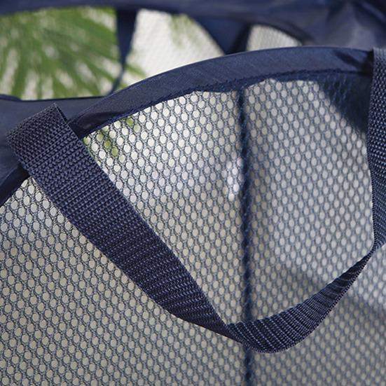 Dirty Clothes Storage Basket Foldable Large Capacity Hollow Out Mesh See-through Breathable Wide Opening Great Load Bearing Straps Toys Dolls Storage