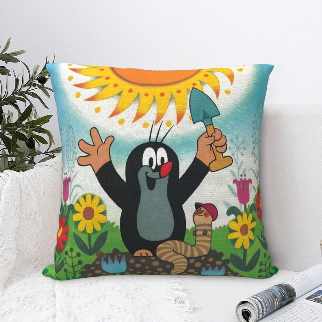 Mole Krtek Little Maulwurf Cartoon Pillowcase Printed Cushion Cover Decorations Throw Pillow Case Cover Home Square 18"