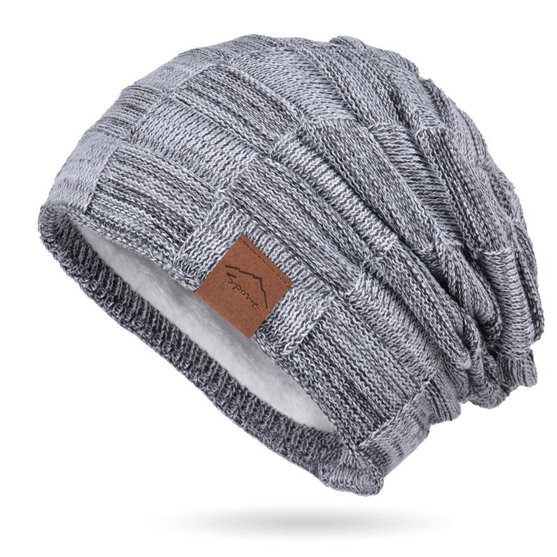 9875 Autumn/Winter Fleece-Lined Multi-Color Wool Knit Pullover Hat - Cozy Fashion for Women