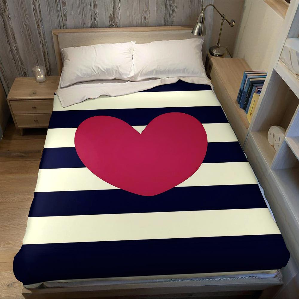 Heart Stripe Flannel Blanket Warm Soft Halloween Christmas Couch Warm Cozy Decorative Decor Gift for All Season