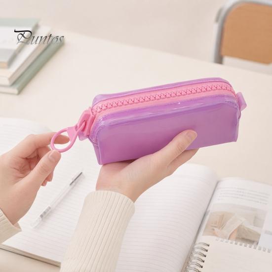 Multi-functional Stationery Pouch Pencil Case, Large Capacity PVC Pouch, Trendy Writing Tool Bag Smooth Zipper Pen Organizer for School Office Student