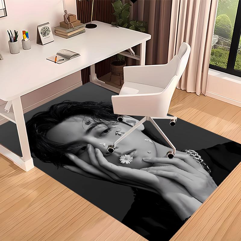 1pc Jin singer2 Print Area Rug - Soft, Washable Non-Slip Indoor Mat for Office Chairs, Living Room, Home Office Decorative Rug