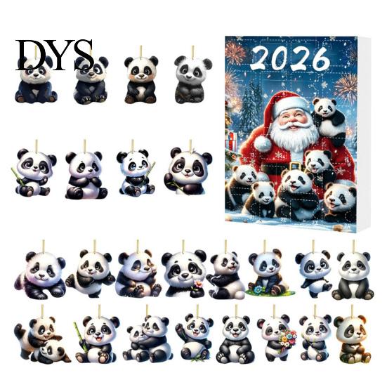 Collectible Panda Box Set Advent Calendars 2026, 2D Acrylic Cute Hanging Ornaments for Animal Xmas Tree, 24 Days Christmas Countdown Calendar,