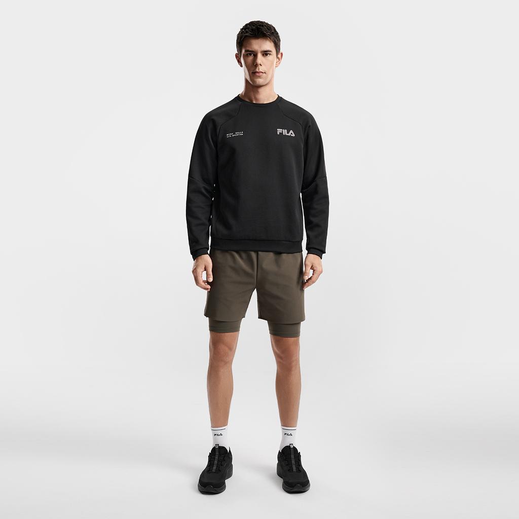 Fila Fitness Series Simple Fashion Sports Casual Training Comfortable Crew Neck Pullover Sweatshirt Men sweatshirt Deep-Black A11M611210FBK
