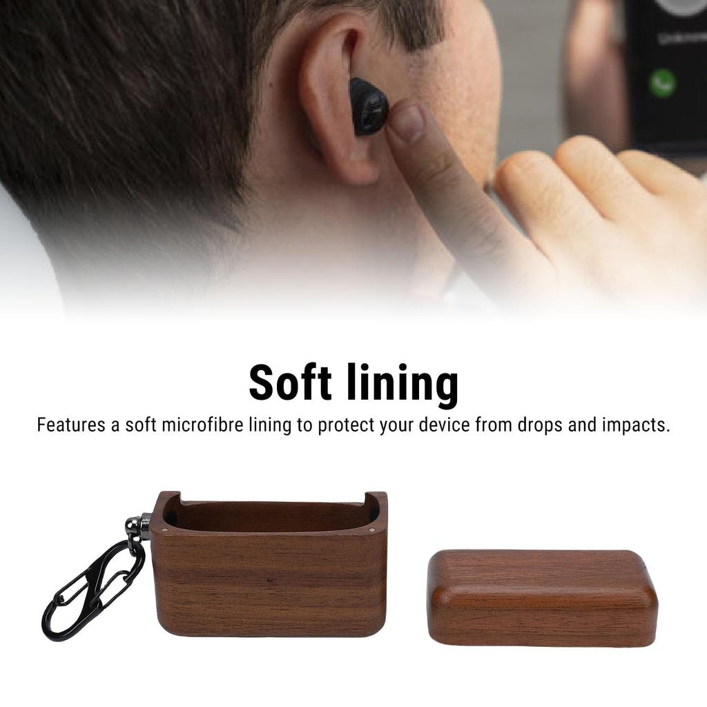 ASHATA Protective Cover for Bowers Wilkins Pi8, Walnut Wood Earphone Case Cover with Soft Microfiber Lining, Shock Absorbing Wireless Earphone Chargin