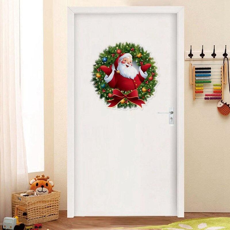 2pcs Santa Claus Merry Christmas Wall Sticker Christmas Festival Decoration Room Home Window Glass Door New Year Stickers