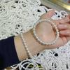 High-End French Shell Bead Faux Pearl Elastic Bracelet with Millet Beads