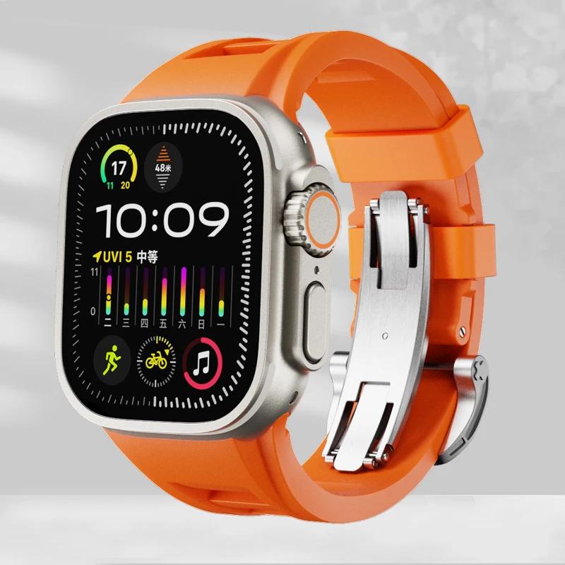 Classic Soft Silicone Strap for Apple Watch Ultra 2 49mm 45mm 44mm 42mm Sports Silicone Bracelet for IWatch Series 9 8 7 6 5 4 SE Correa