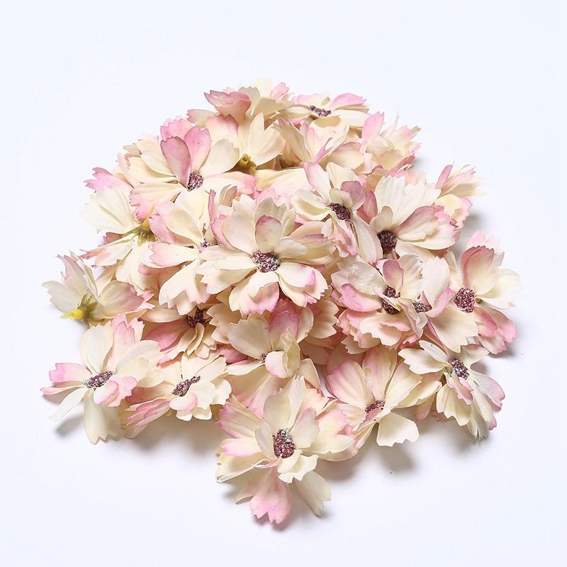 

10PCS Silk Artificial Flowers Daisy Head 4.5CM Fake Flowers for Home Decor Wedding Decoration DIY Scrapbook Christmas Wreath 10PCS