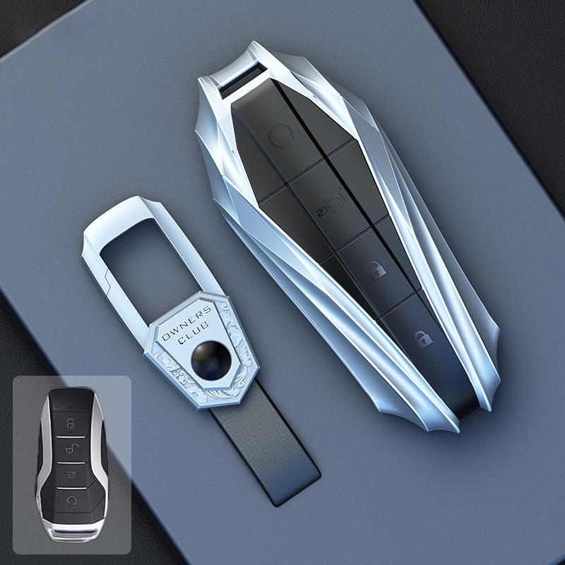 Key Case Cover for BYD Song Plus Atto 3 Han EV Tang DM Qin Seal Dolphin Leather Metal Remote Fob Holder Keychain Car Accessories