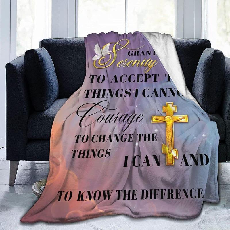 Textilien Unisex Religious Prayer Digital-Printed Polyester Bedroom Velvet Flannel Soft Sofa Cover Blanket Fleece Soft Sofa Cover Blankets