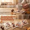 Double Sided Printed Drink Coasters 4Pcs Maple Leaf Squirrel Acrylic Coaster, 2D Reversible Cup Mat for Coffee Halloween Brain Pattern Table