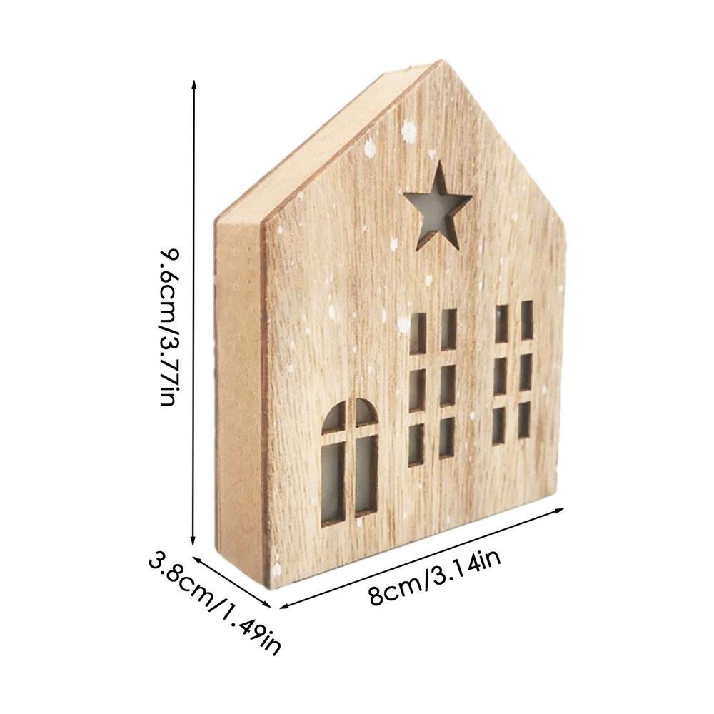 Christmas Wooden House Decor Creative House Shape Light Up Hanging Ornament Christmas Party Supplies Indoor Home Decoration