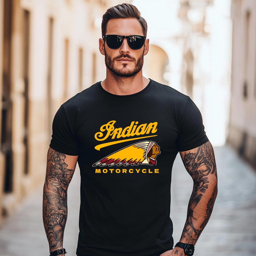 

2024 Мужская футболка Повседневная футболка с графикой Indians Motorcycle Оверсайз Мотоциклетная Байкерская Кафе Рейсер Чоппер Винтажная Уличная одежда Футболки 3XL