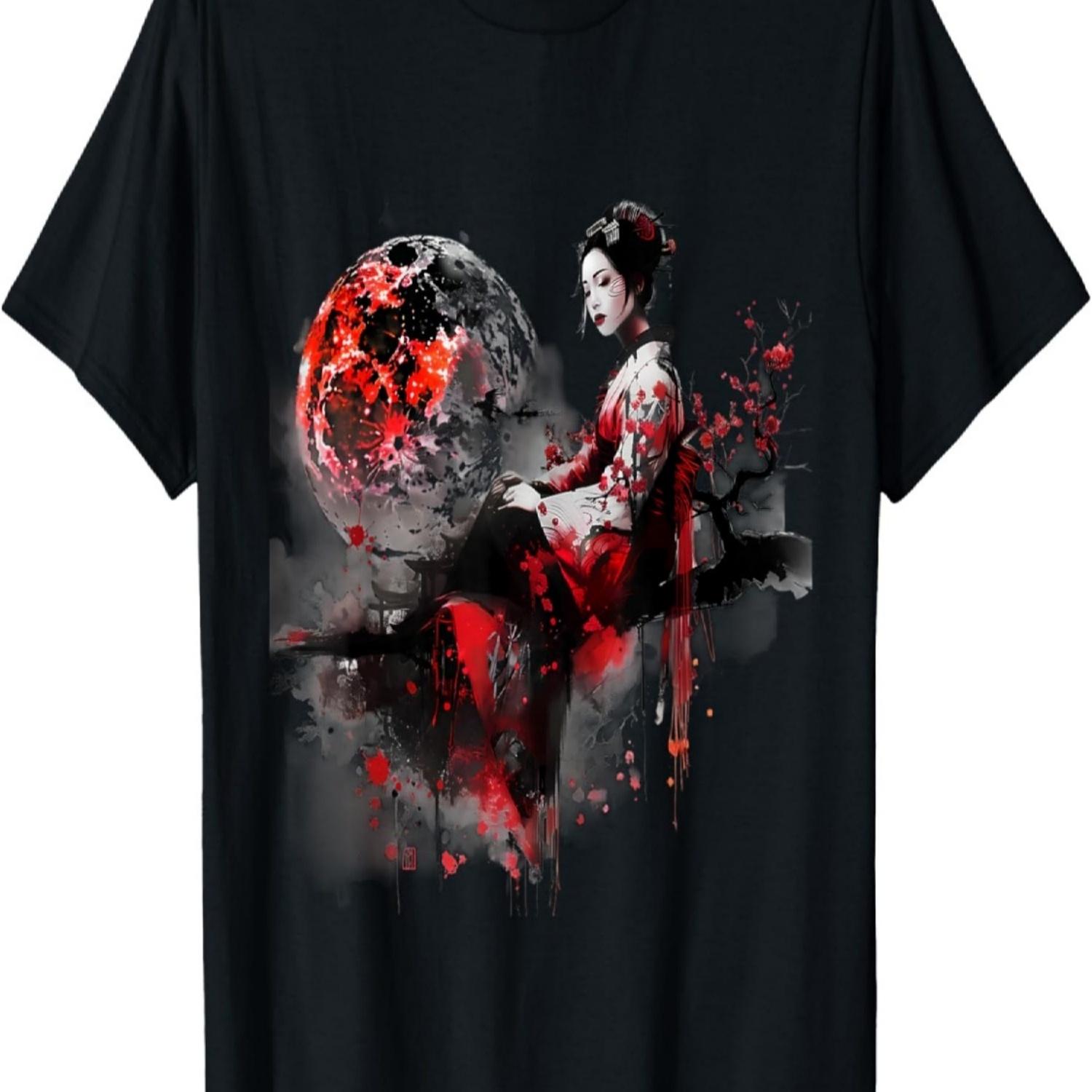 

Кимоно Гейши Девушка Гейша Сакура Цветок Вишни Футболка S чёрный