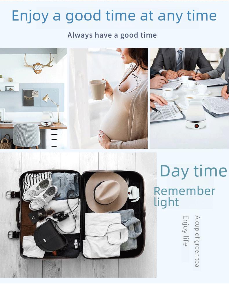 Fierbător electric pliabil din silicon pentru călătorii și gospodărie, funcție automată