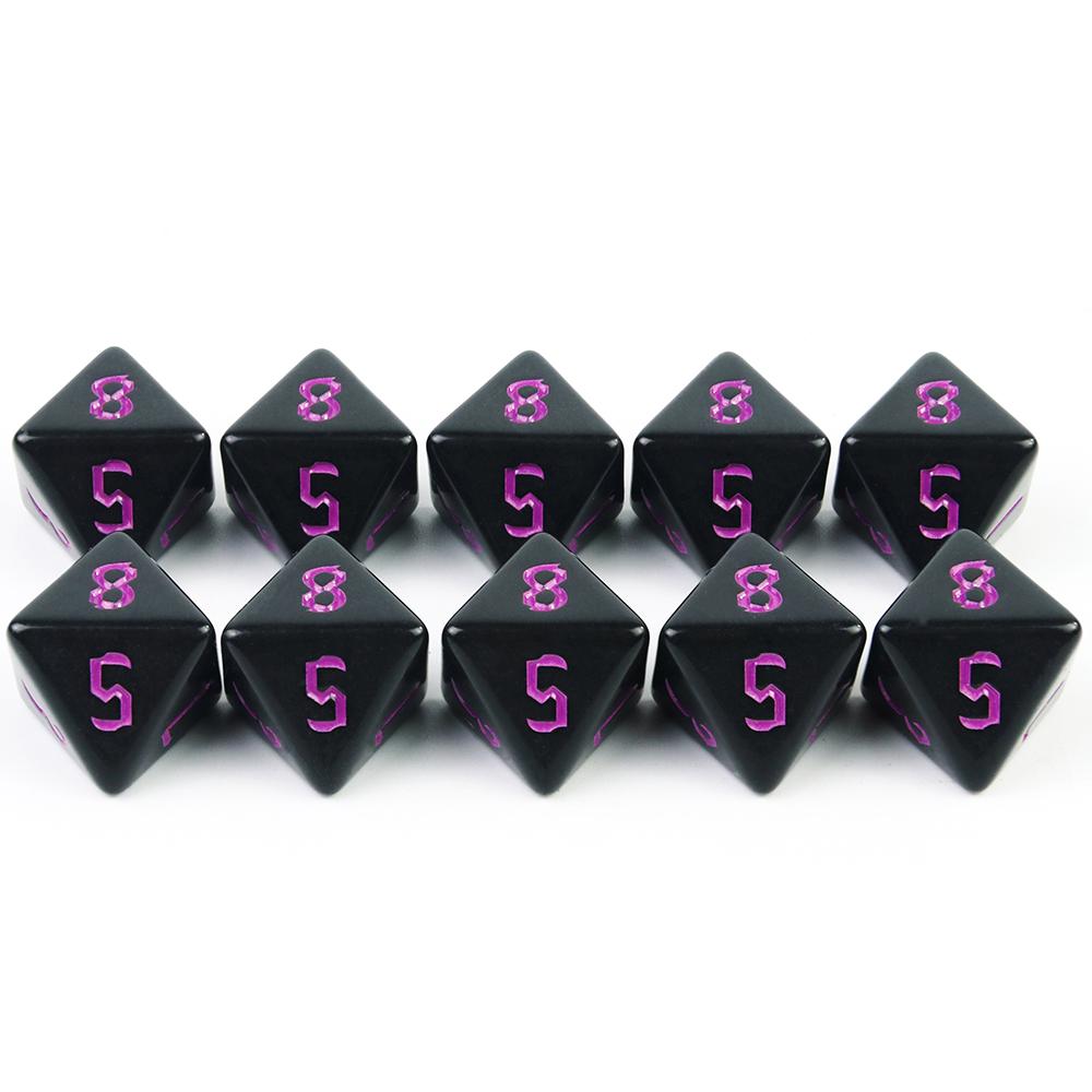 

Акриловые игральные кости D8 многогранные DND Rpg Magic Gathering ролевые настольные игры игральные кости, 10 шт. непрозрачные игральные кости фиолетовый