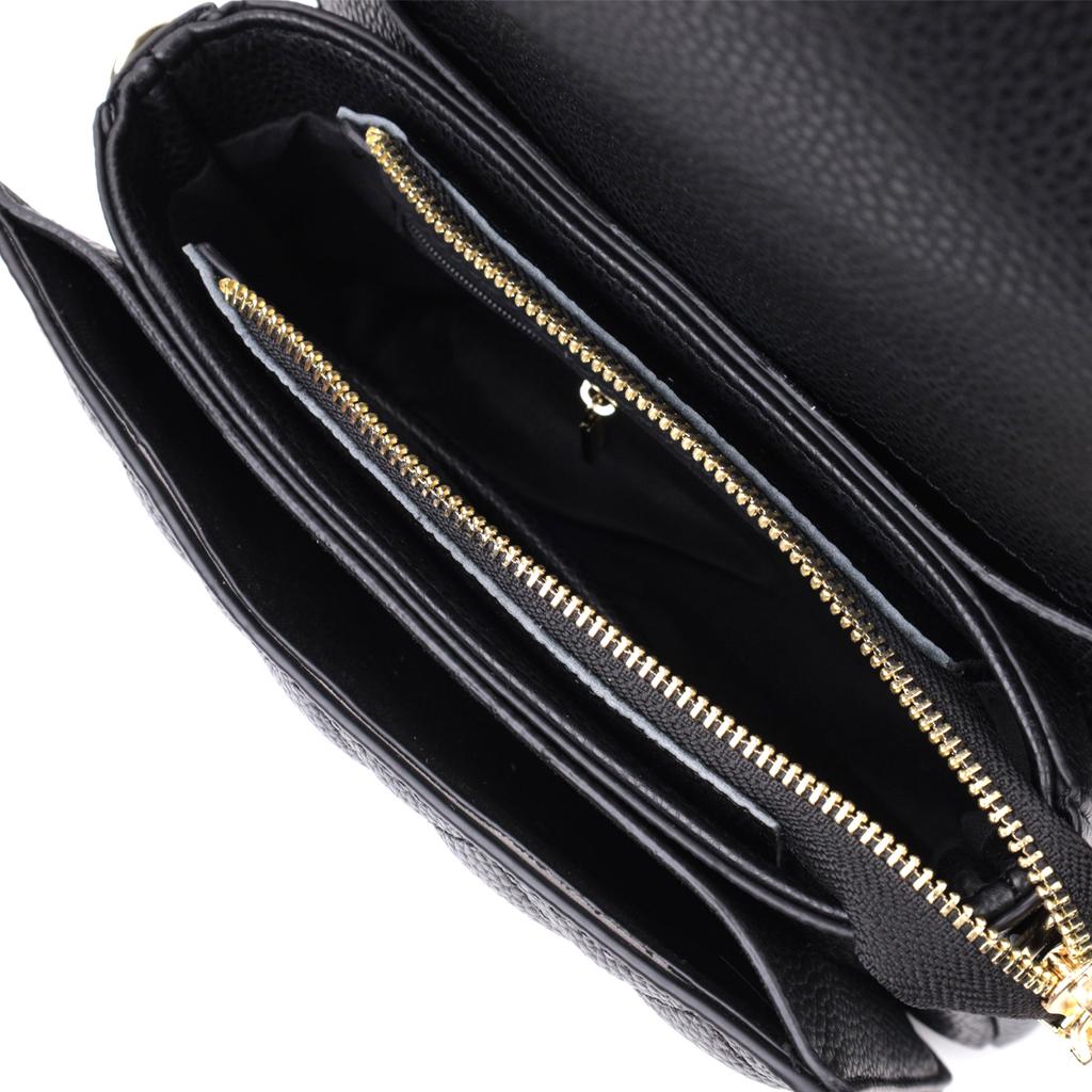 Fashionable Women's Bag with Original Clasp Made of Genuine Leather Vintage 22671 Black