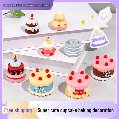 Soft Rubber 3D Retro Cartoon Cake Decoration Ornament